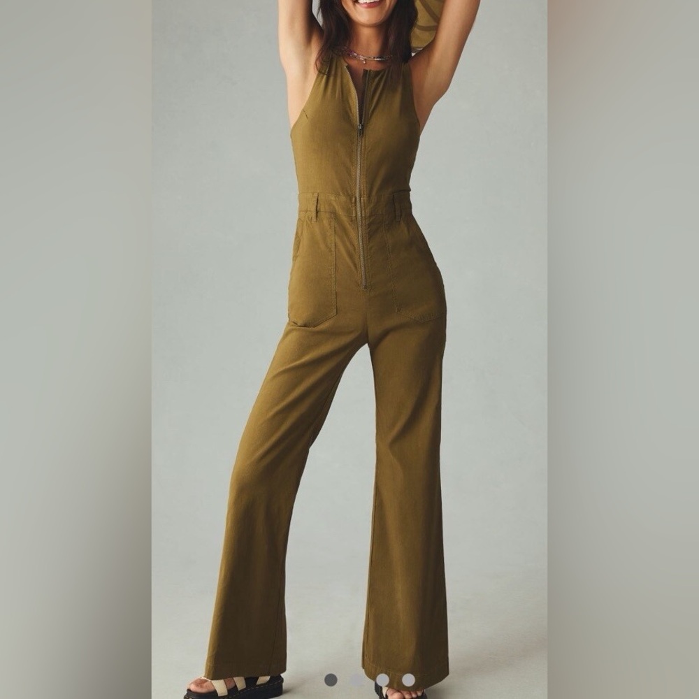 Anthropologie Maeve Naomi Workwear Jumpsuit Olive | Size 12